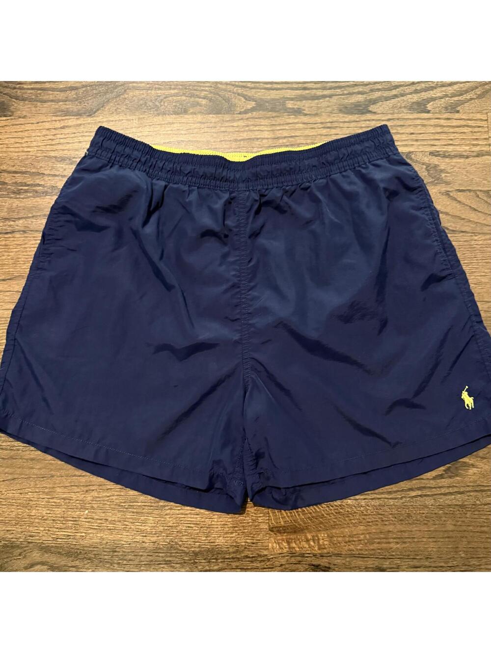 Polo Ralph Lauren Men's Navy & Yellow Pony Surf Board Lined Swim Trunks XL